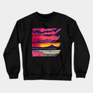 Red Sunset Mountain Crewneck Sweatshirt